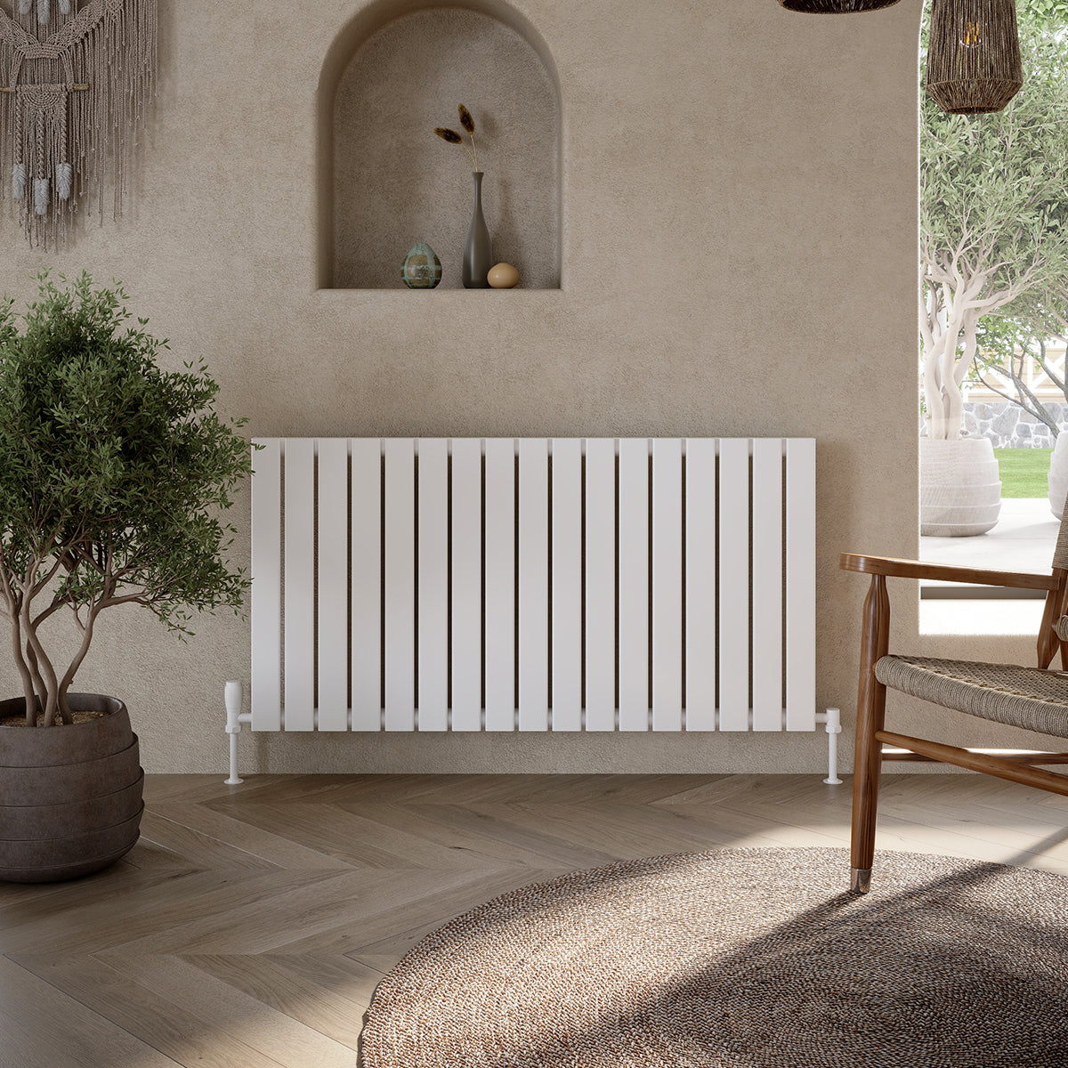 white horizontal radiators