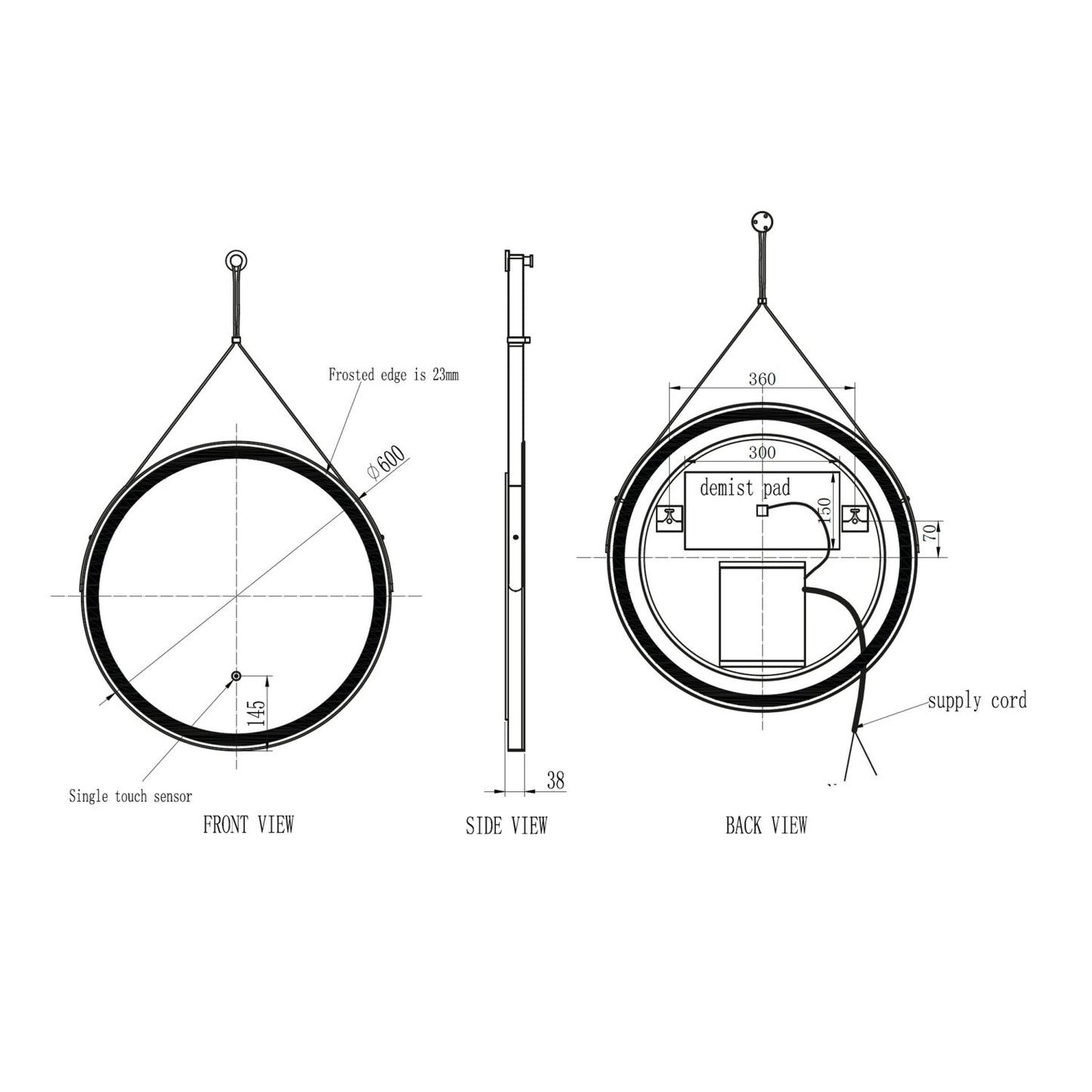 Bellknee Round LED Bathroom Mirror 600mm
