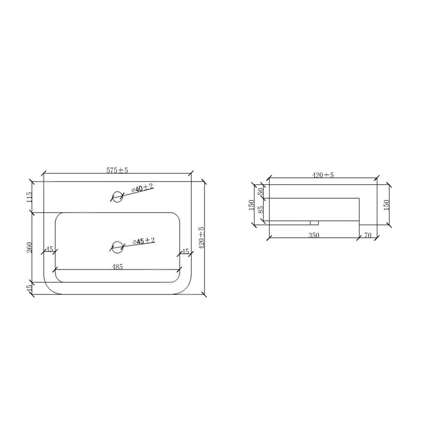 Glassica Vanity Unit with Semi-Recessed Basin
