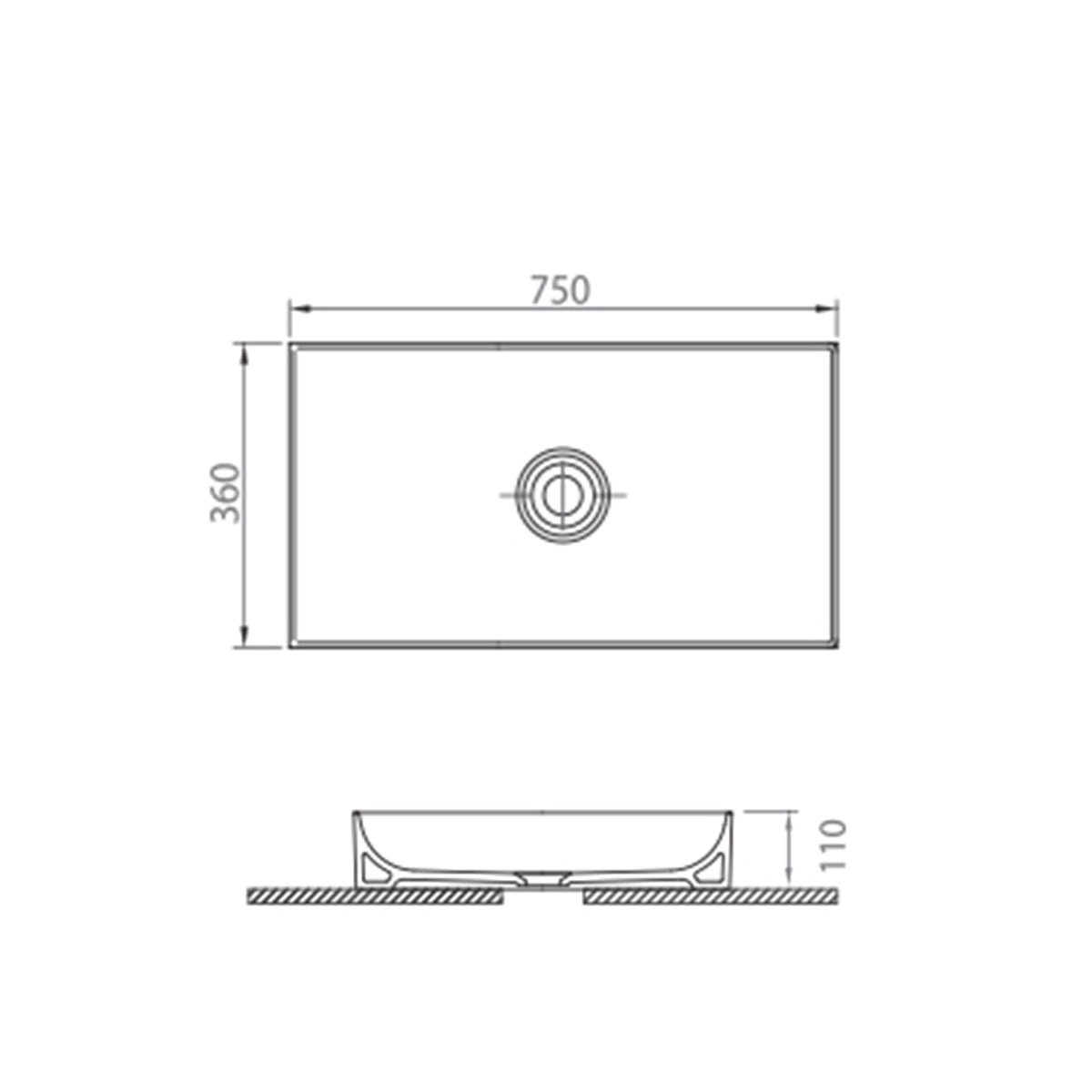 STAME 750mm Counter Top Basin
