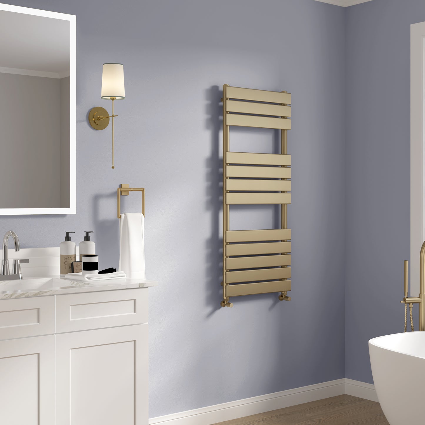 ISUMM™ SHAMRAGE STAPLER VERTICAL TOWEL RADIATOR RAILS BRASS