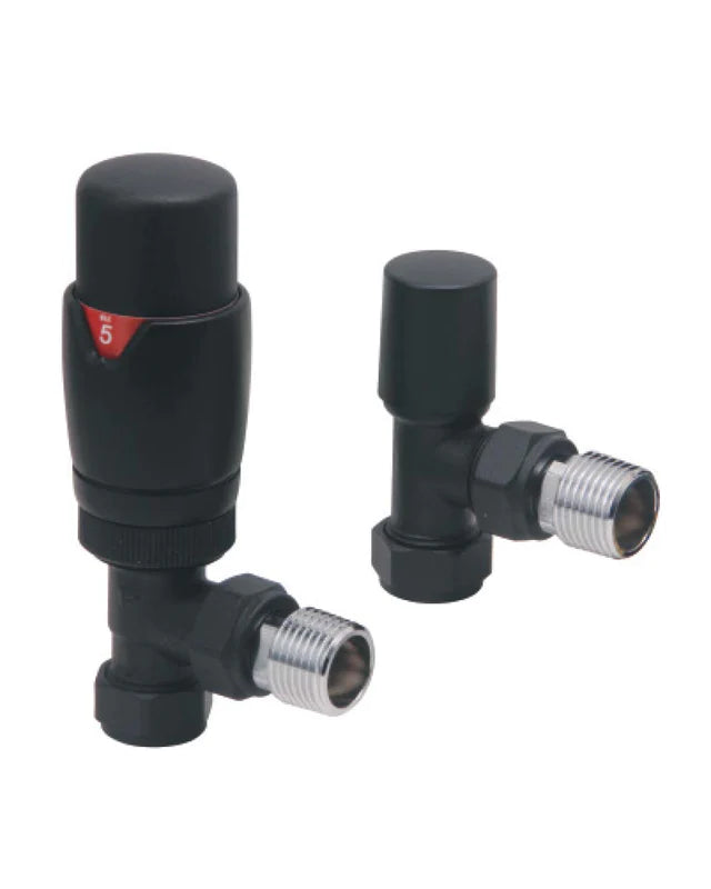 Designer Thermostatic TRV Angled Radiator Valves (Pair)