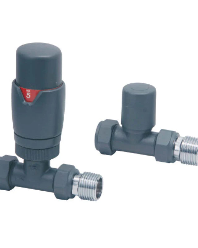 Designer Thermostatic TRV Straight Valves (Pair)