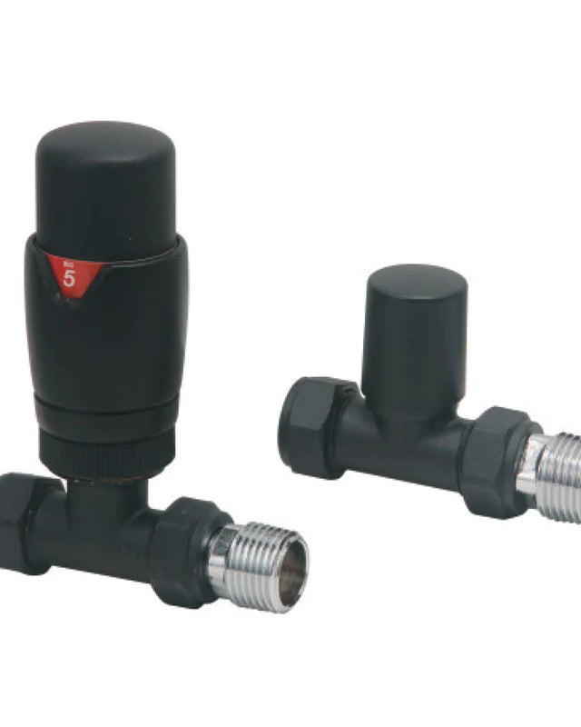 Designer Thermostatic TRV Straight Valves (Pair)