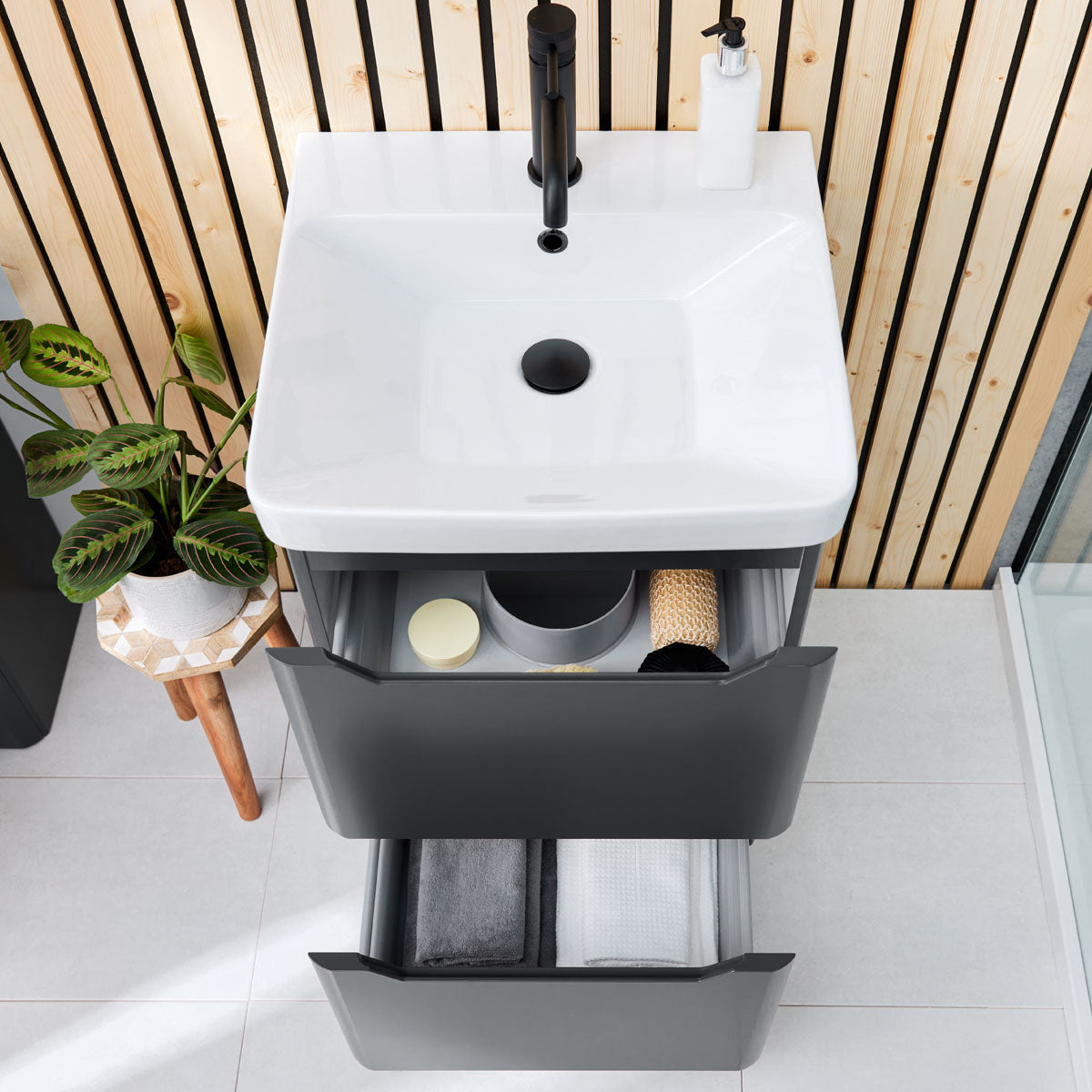 Rossini Floor Standing 500 Vanity Unit - Pebble Grey with Basin