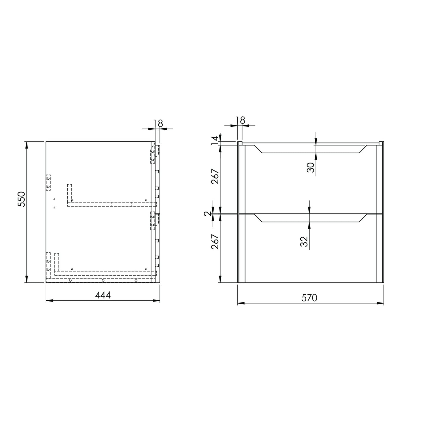 Mella 600 Wall Mounted Basin And Cabinet
