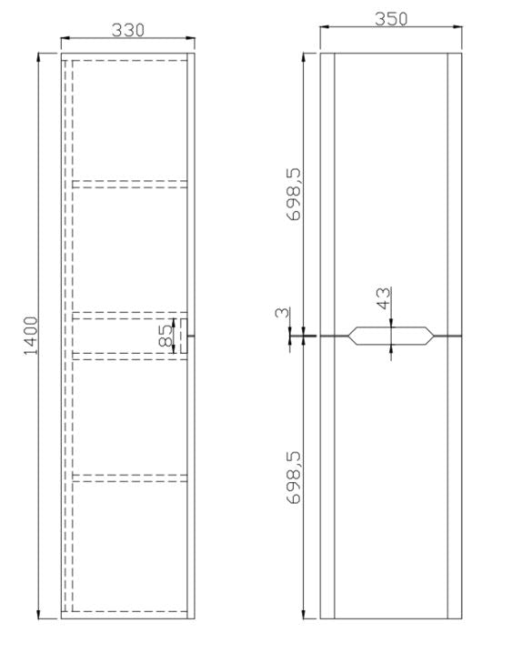 Bella 1500 Bathroom Tall Cabinet Unit