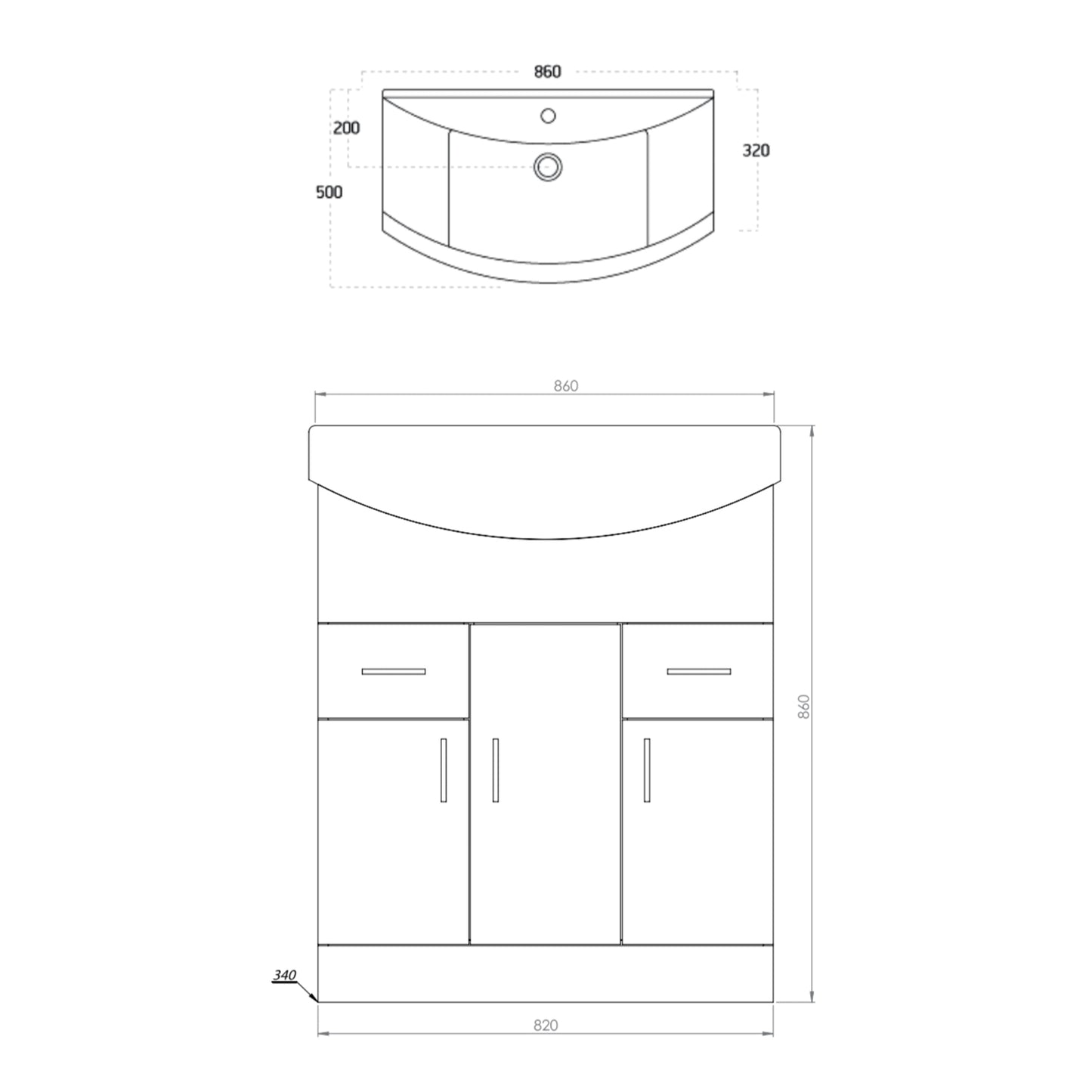 Lemsa Bathroom Floor Cabinet Gloss Anthracite with Basin