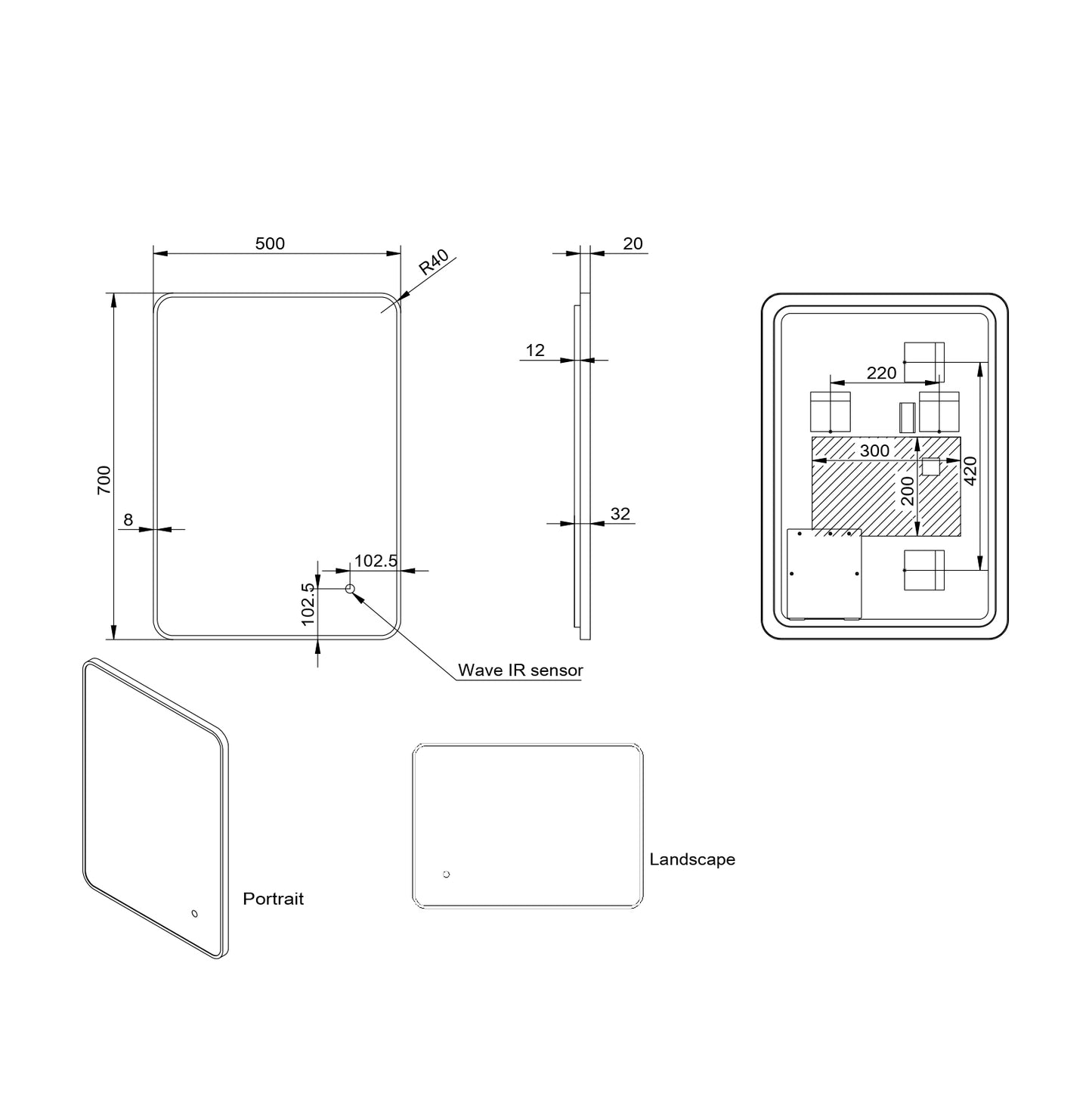 ALBIE SOFT EDGE LED Bathroom Mirror Brushed Brass