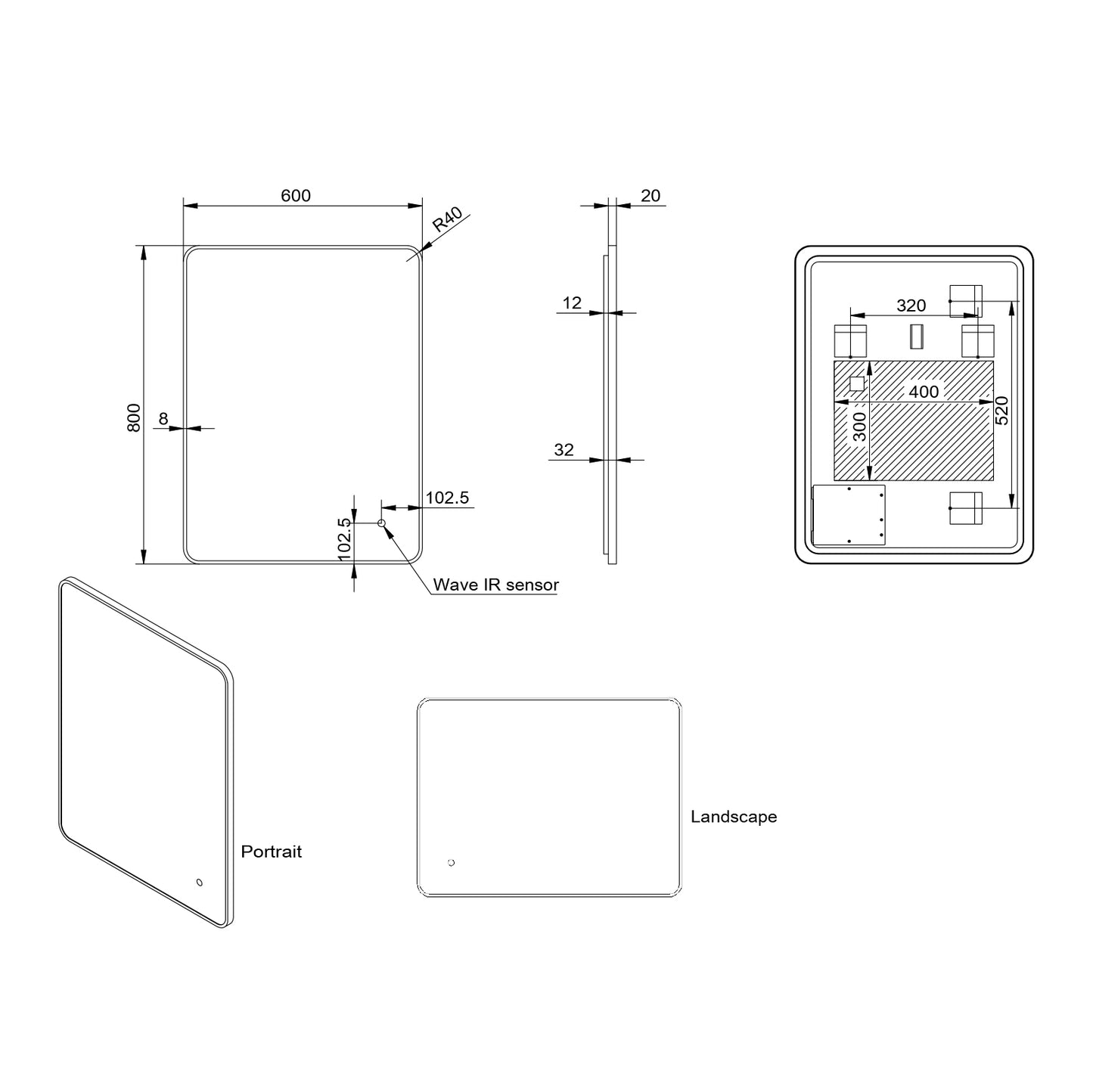 ALBIE SOFT EDGE LED Bathroom Mirror Brushed Brass