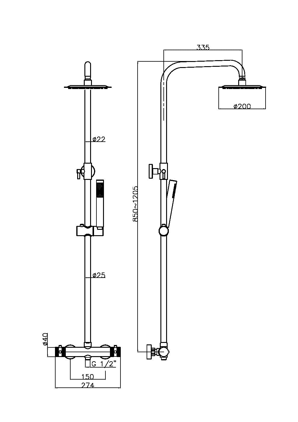 Chrome Round Handle, Handset & Mounting Bracket