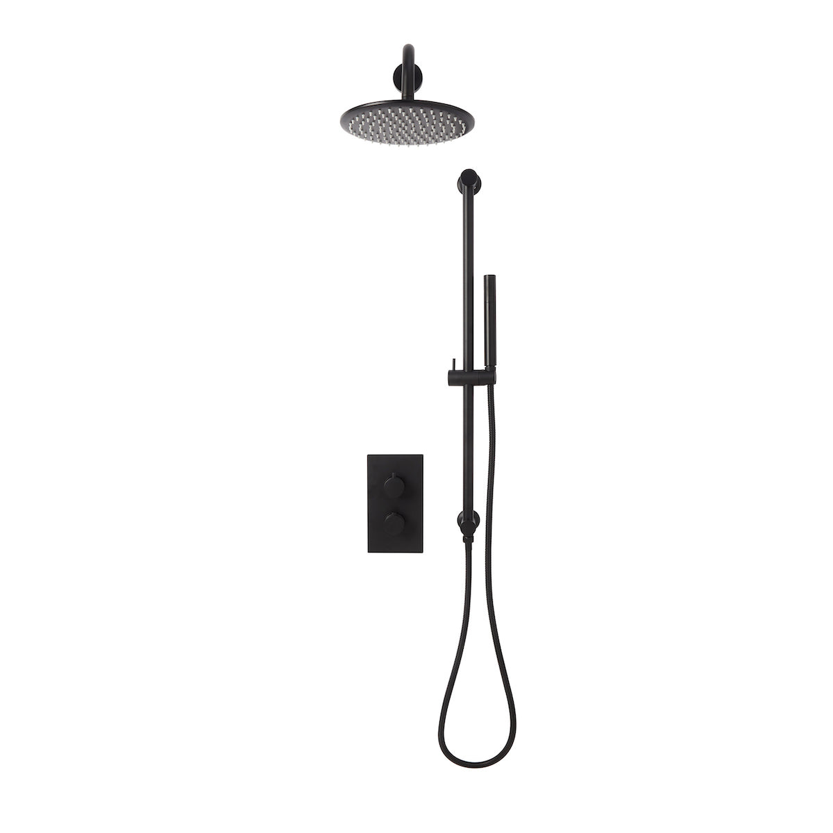 Matte Black Round Handle, Head & Handset Riser Kit