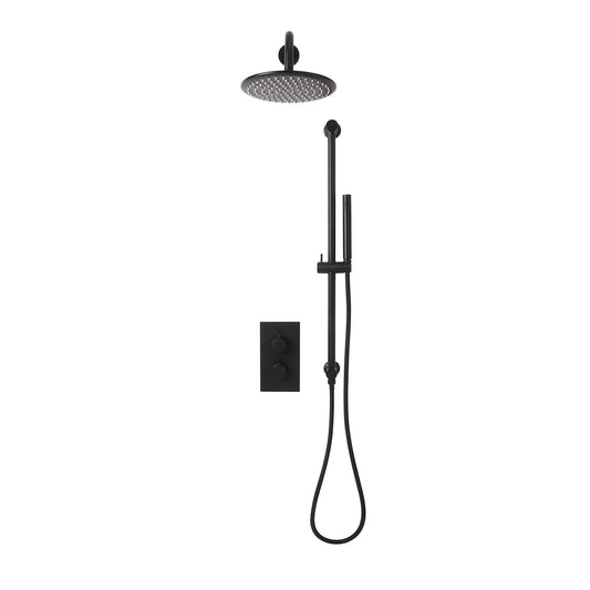 Matte Black Round Handle, Head & Handset Riser Kit