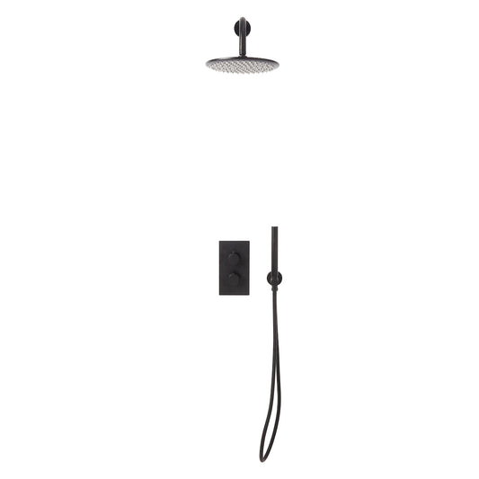 Matte Black Round Handle, Handset & Mounting Bracket