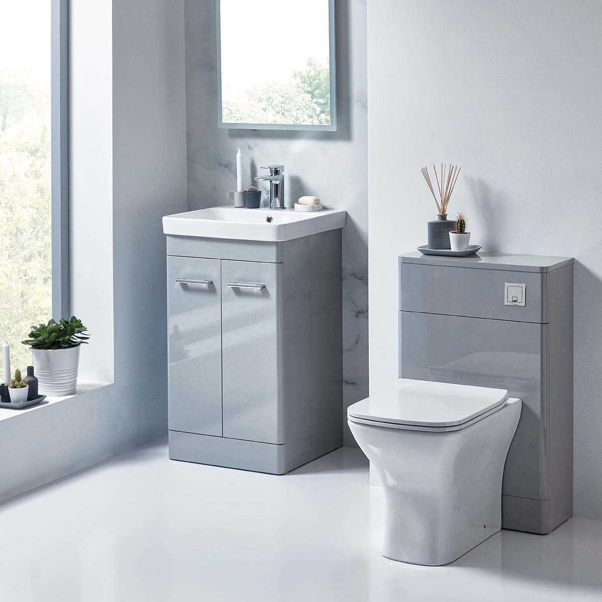Rossini Floor Standing 500 Vanity Unit - Pebble Grey with Basin