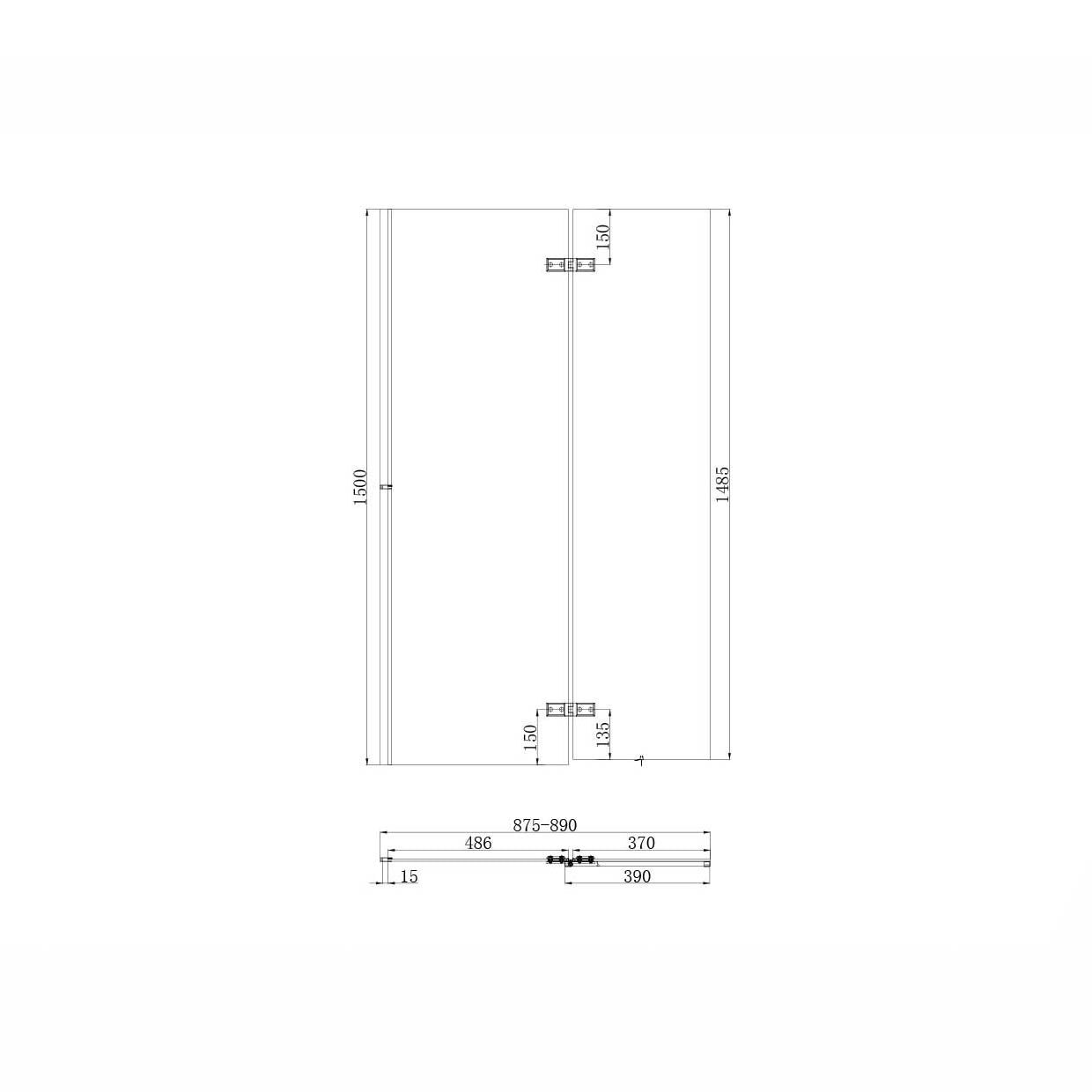 Black Square 900mm Pivot Bath Screen &  Fixed Panel