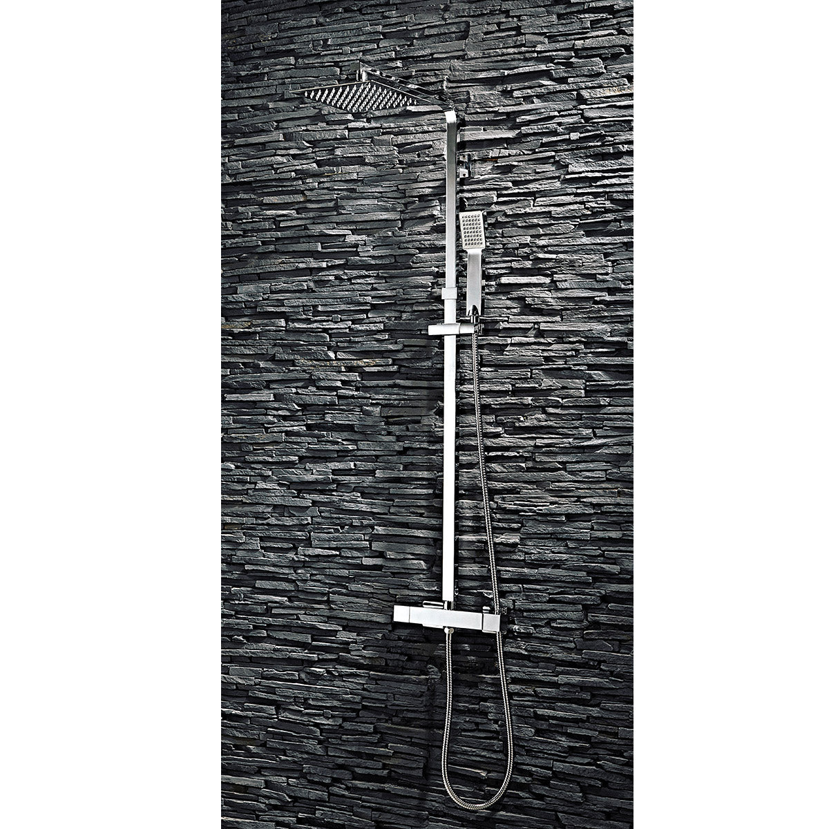 Qunar Chrome Square Rigid Riser Shower