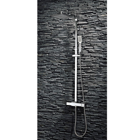 Qunar Chrome Square Rigid Riser Shower