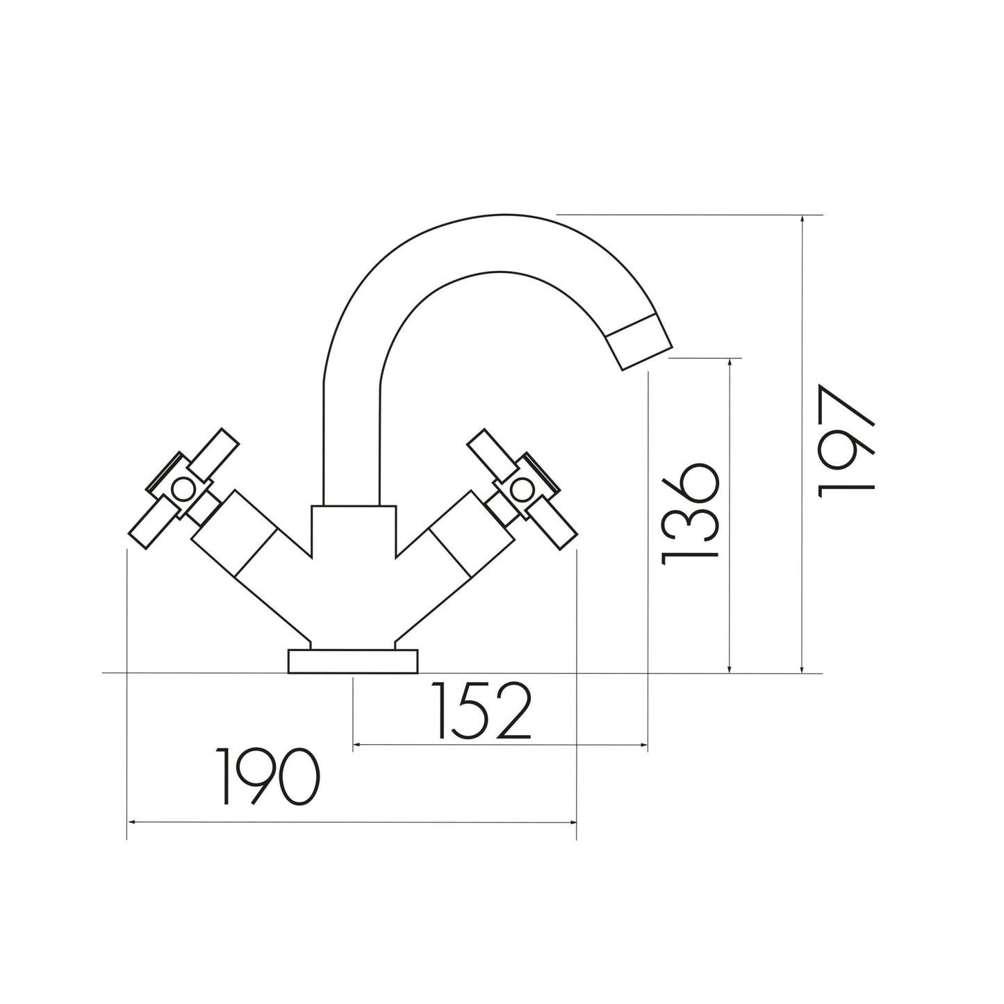 Kross Monso Basin Mixer with Push Waste