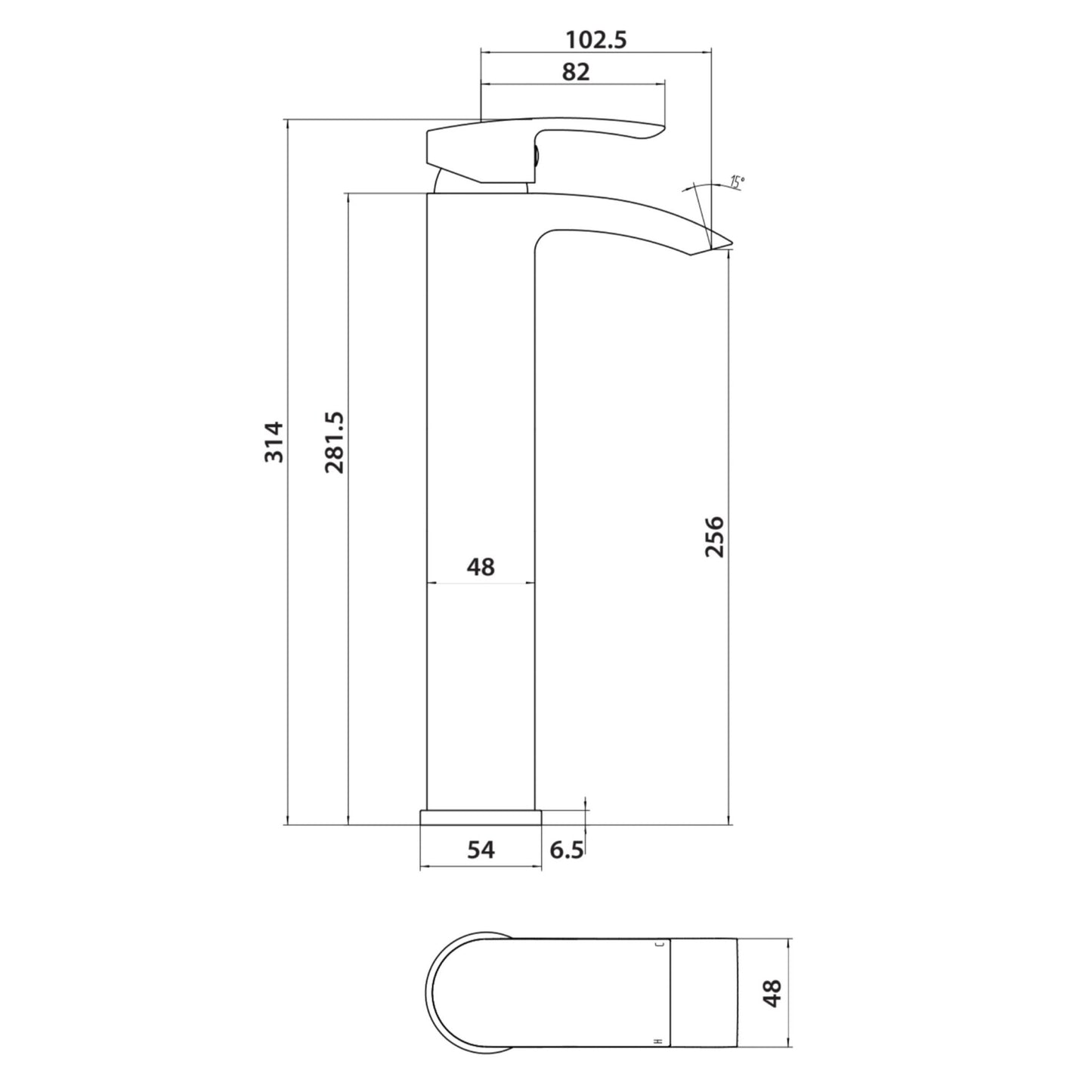 Bellknee Tall Mono Basin Mixer Bathroom Tap
