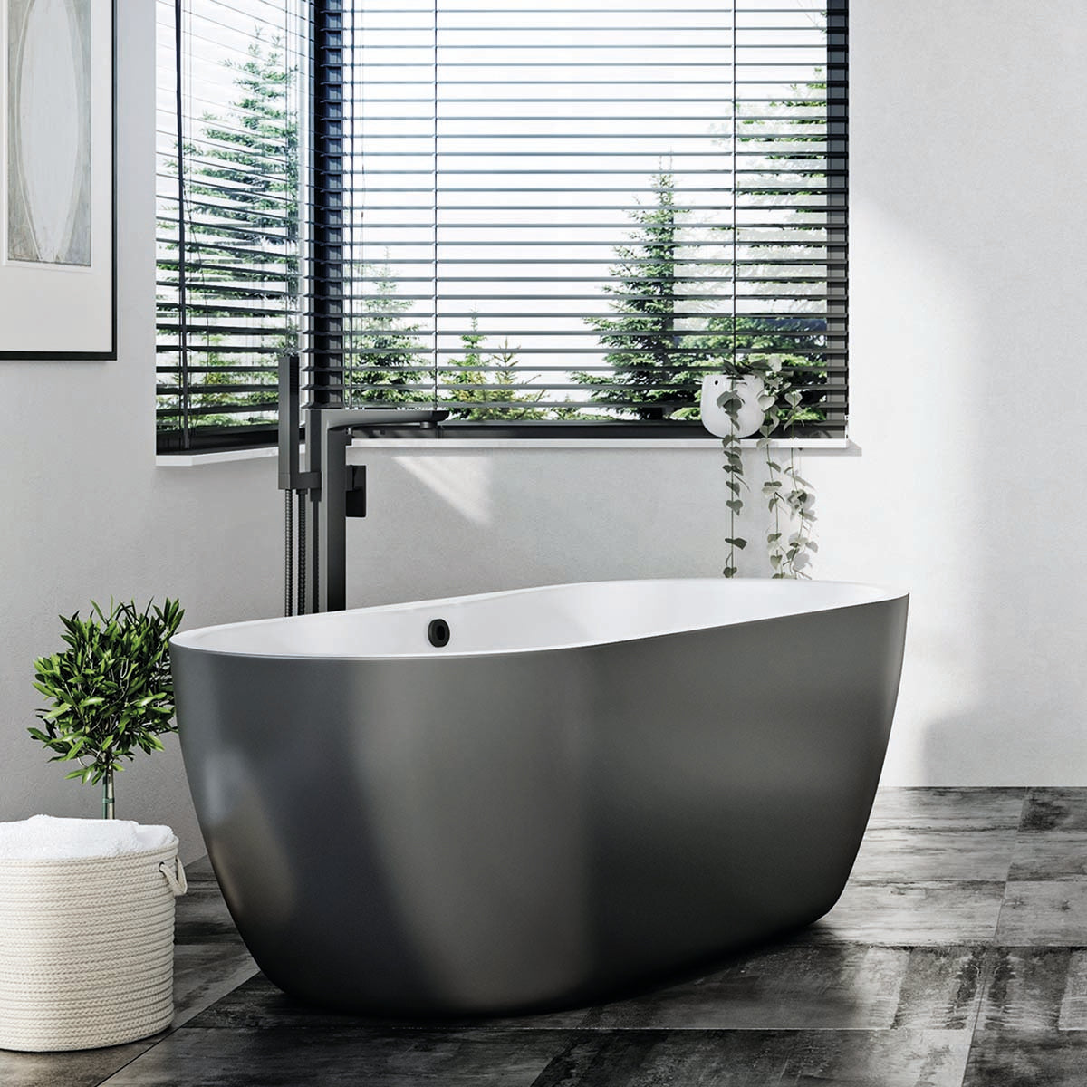 Newro Black Freestanding Bath Shower Mixer Black