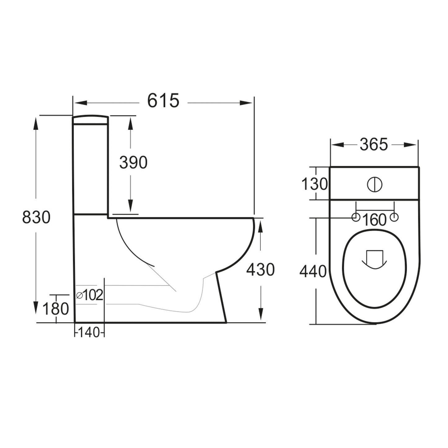 Bellknee Rimless Closed Back Toilet Pan Including Cistern & Soft Close Seat