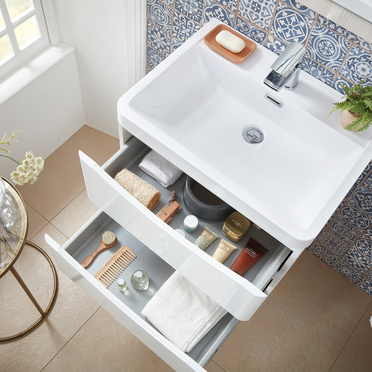 BELLA 600 Wall Cabinet Vanity Unit with Basin