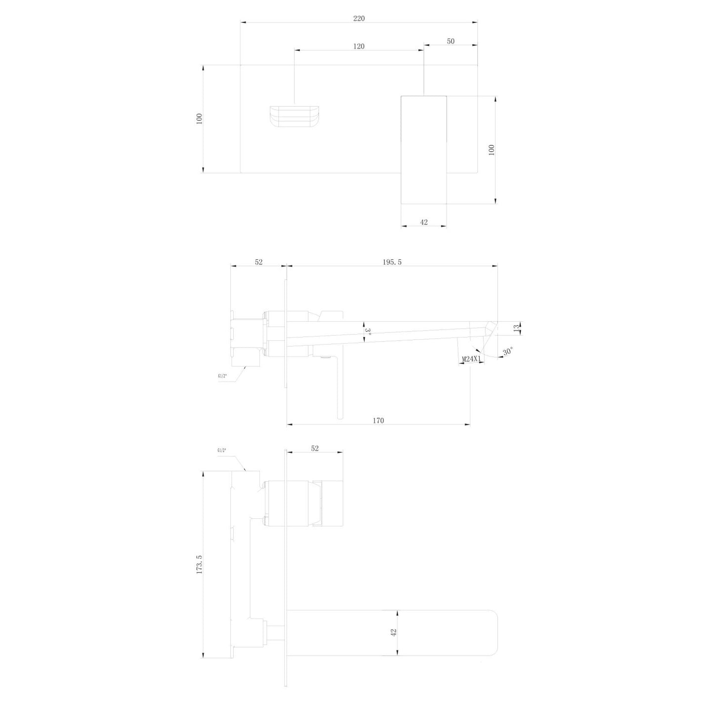 Newro Wall Mounted Basin Mixer