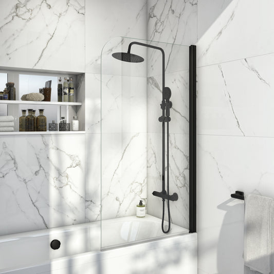Black Profile Edge 6mm Thick Bath Screen