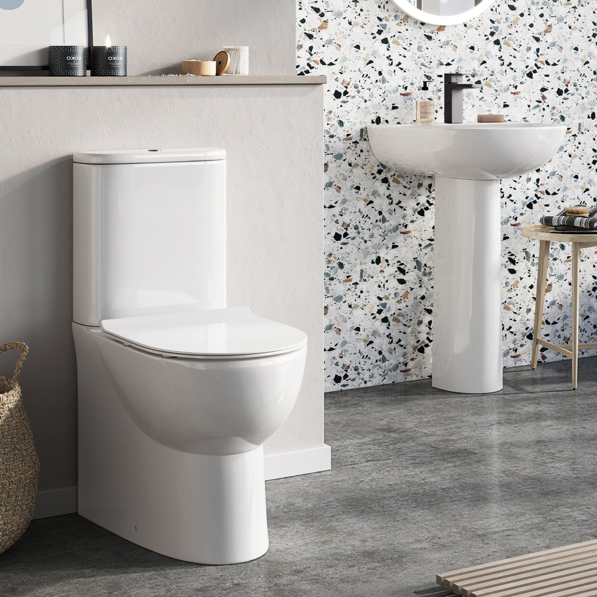 Bellknee Rimless Open Back Toilet Pan Including Cistern & Soft Close Seat