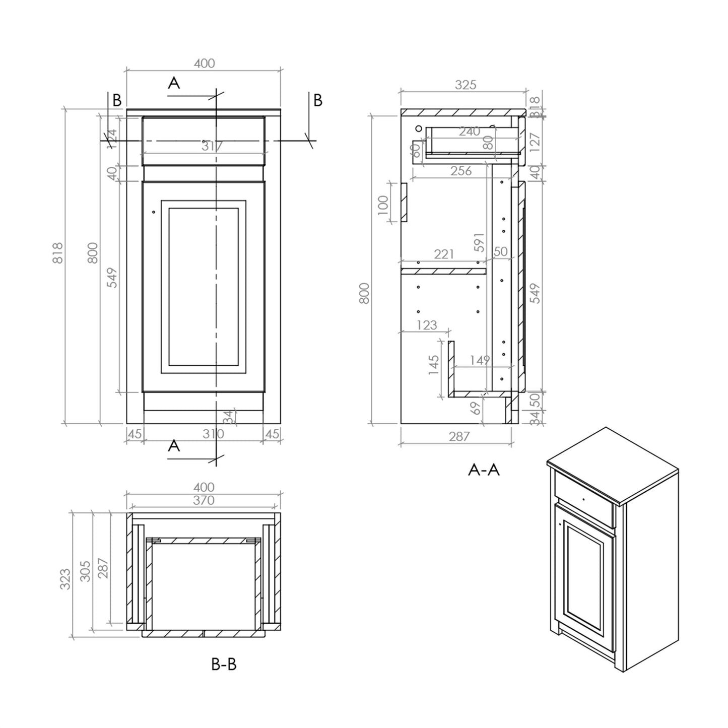 Glassica 400 Side Cabinet With Drawer
