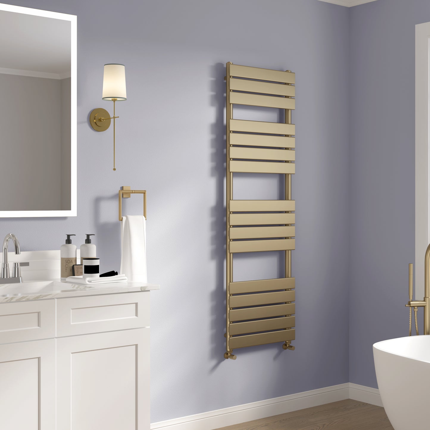 ISUMM™ SHAMRAGE STAPLER VERTICAL TOWEL RADIATOR RAILS BRASS
