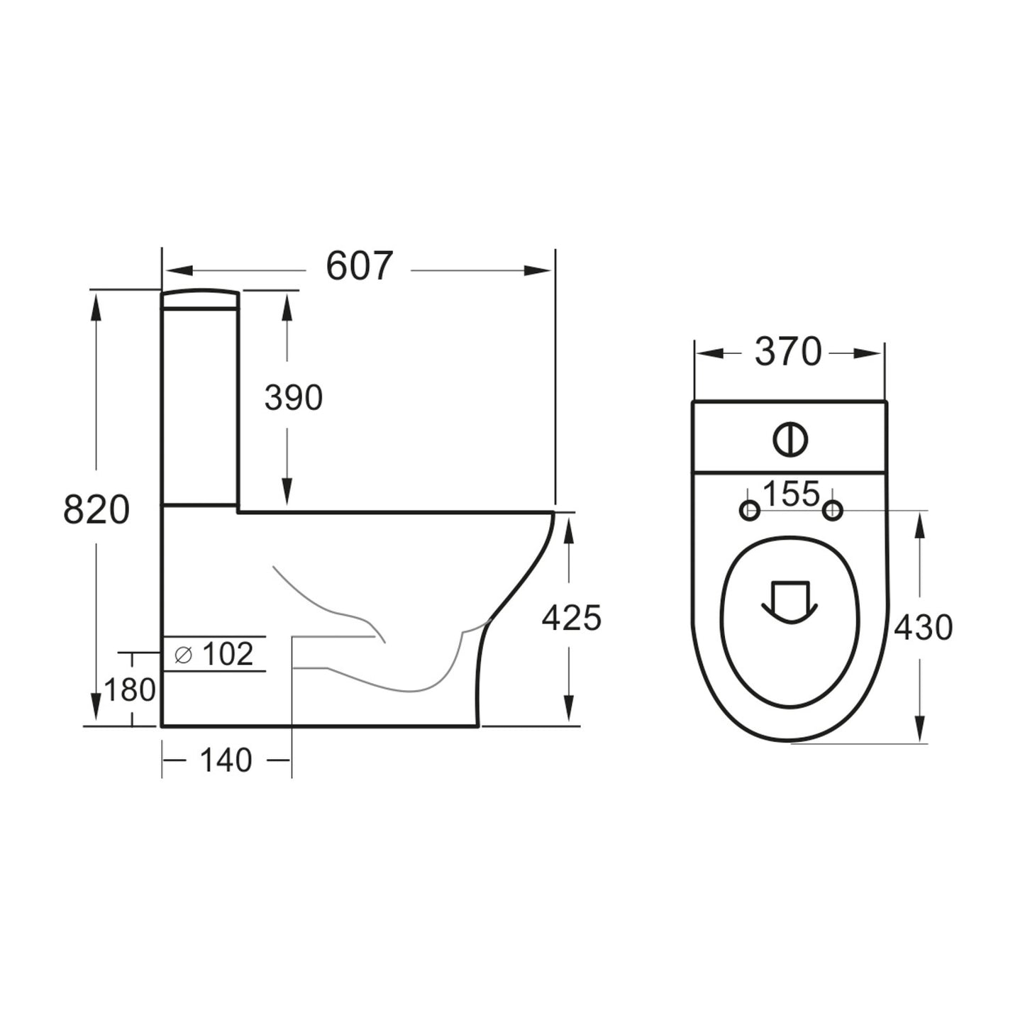 Beia Rimless Open Back Toilet Pan Including Cistern & Slimline Soft Close Seat