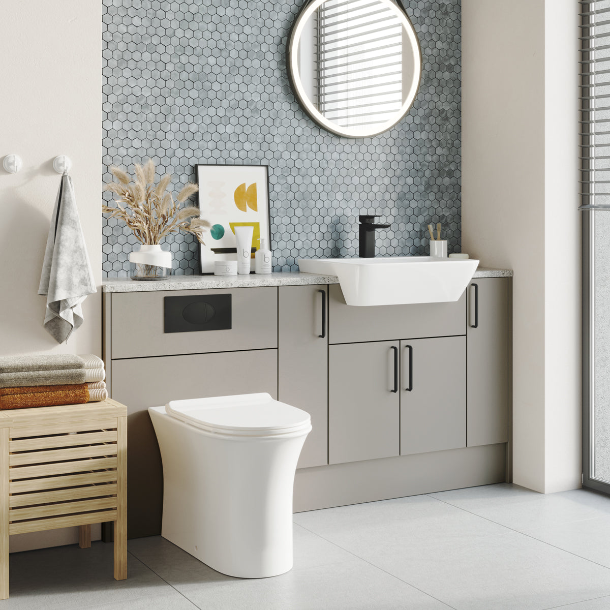 Beia Rimless Toilet Comfort Height Back to Wall Pan & Slimline Soft Close Seat