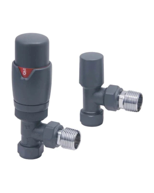 Designer Thermostatic TRV Angled Radiator Valves (Pair)