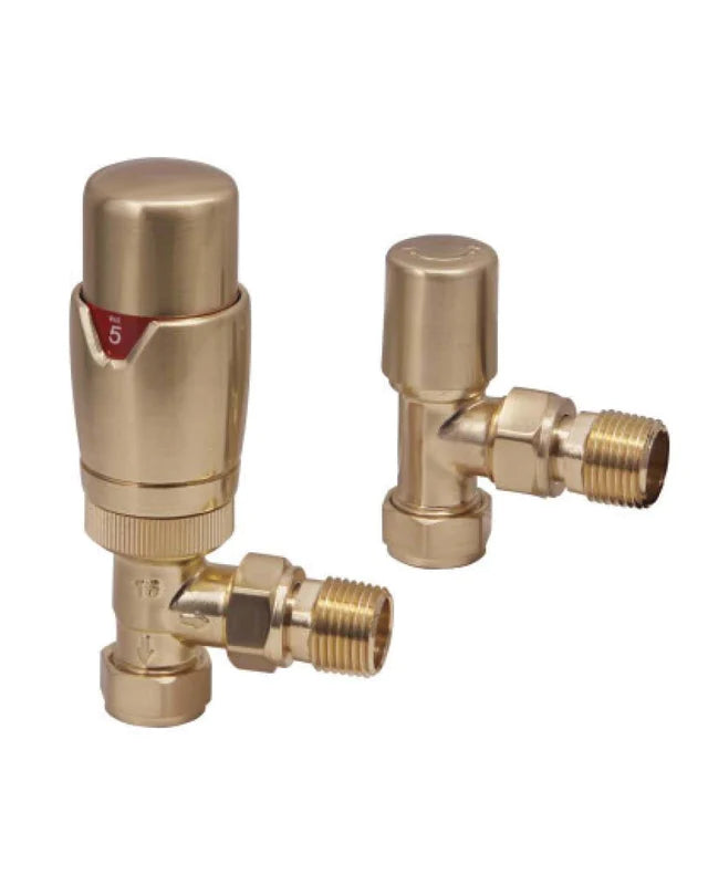 Designer Thermostatic TRV Angled Radiator Valves (Pair)