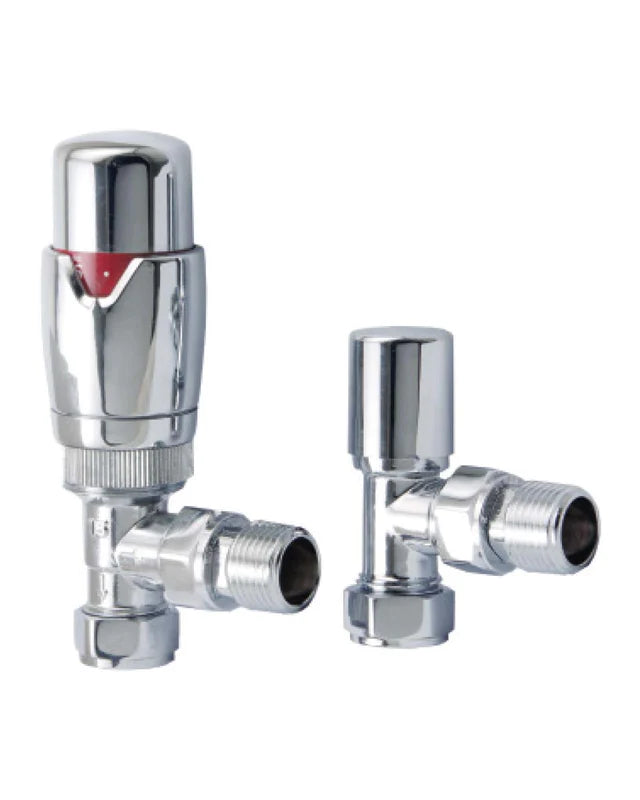 Designer Thermostatic TRV Angled Radiator Valves (Pair)