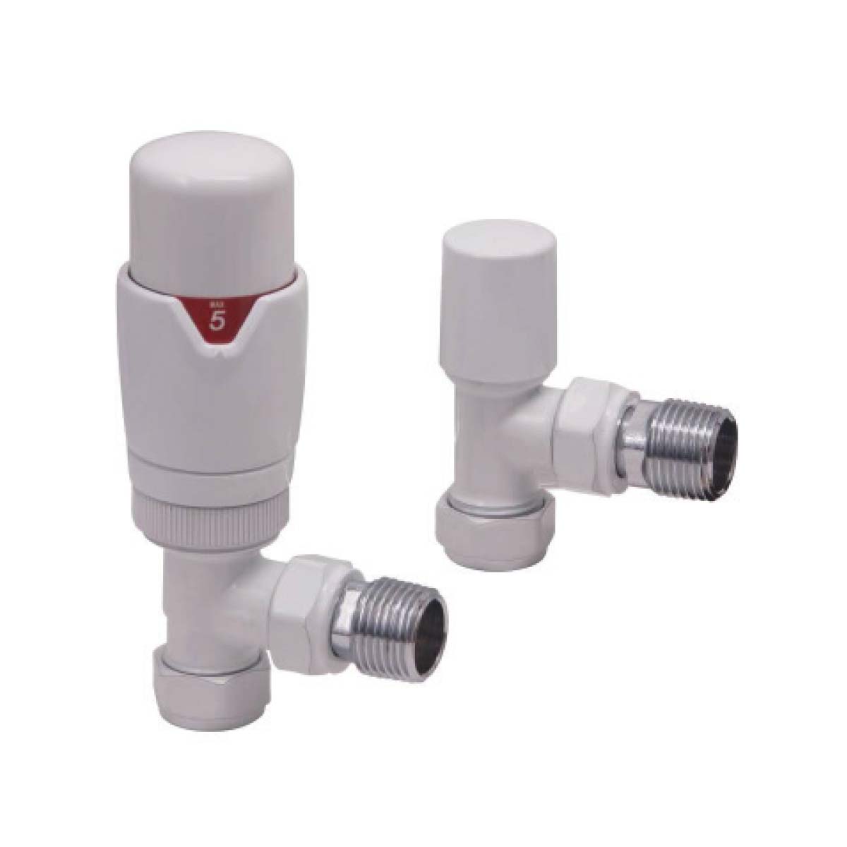 Designer Thermostatic TRV Angled Radiator Valves (Pair)