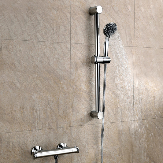 Shower Kit: Round Brass Body Thermostatic Valve, Riser Kit & Fast Fit Brackets