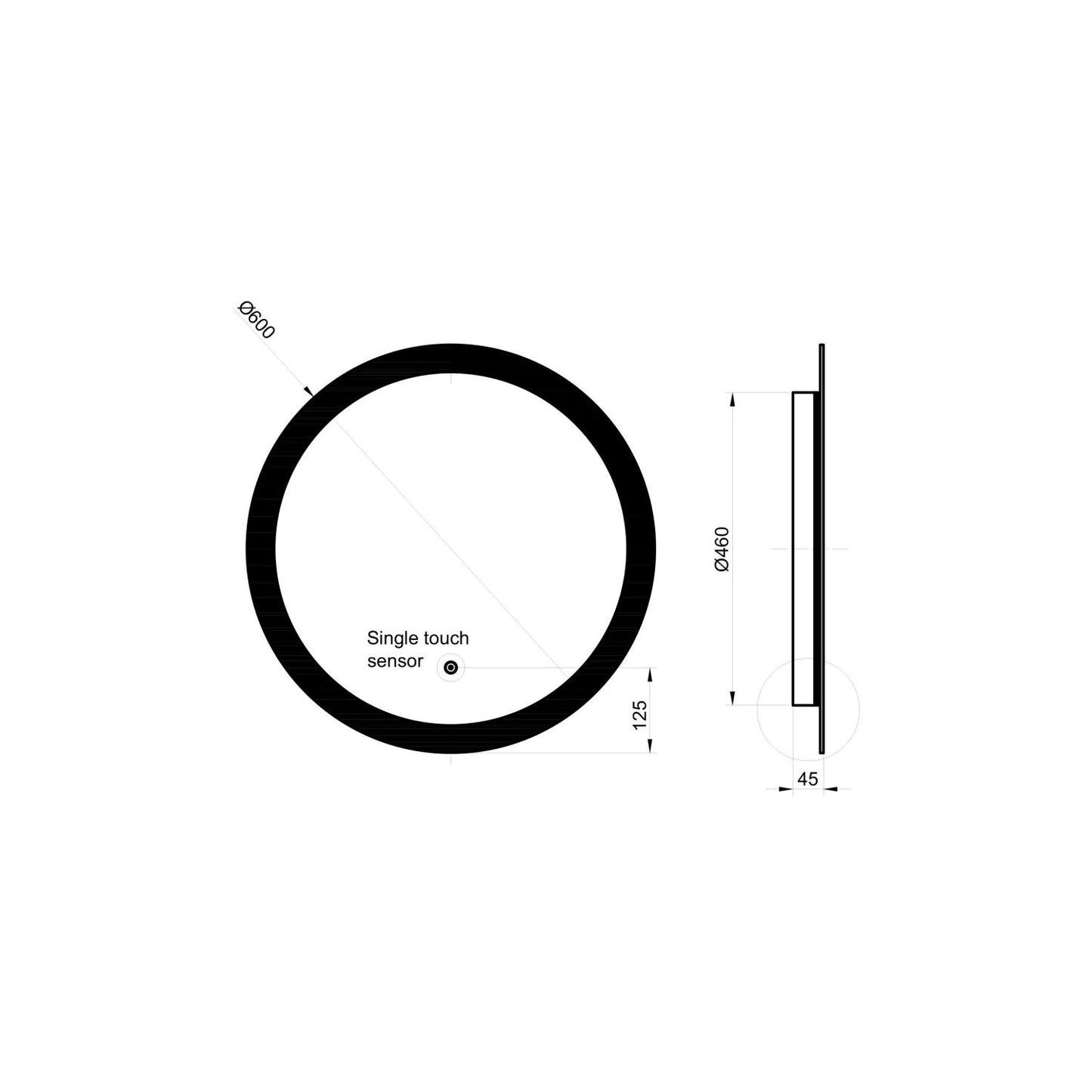 Moonar LED Mirror with Demister Pad 600mm