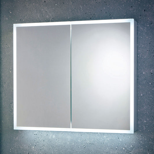 Nea LED Cabinet with Demister Pad and Shaver Socket - Double Door 800 x 700mm