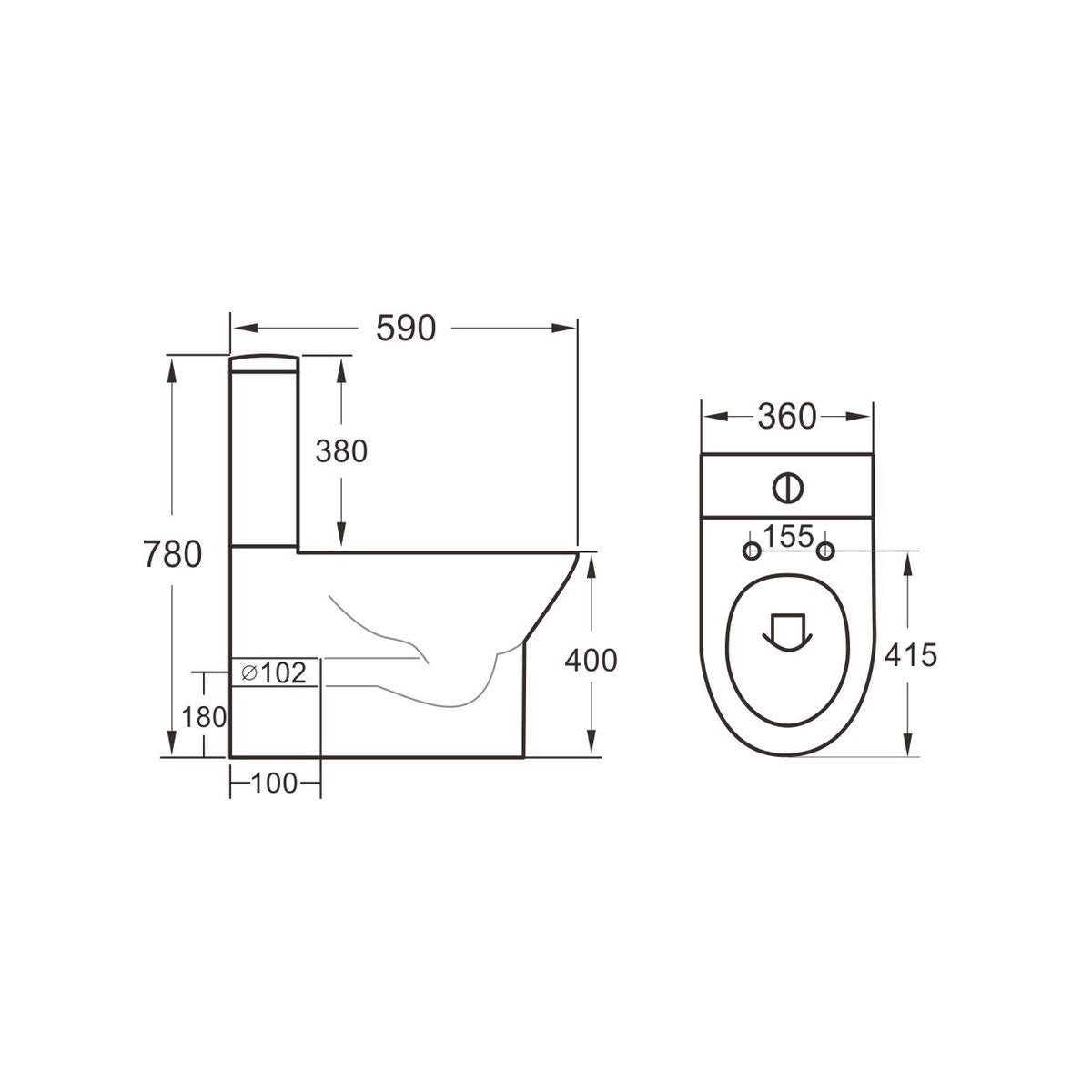 Messiton Rimless Closed Back Pan Including Cistern & Soft Close Seat