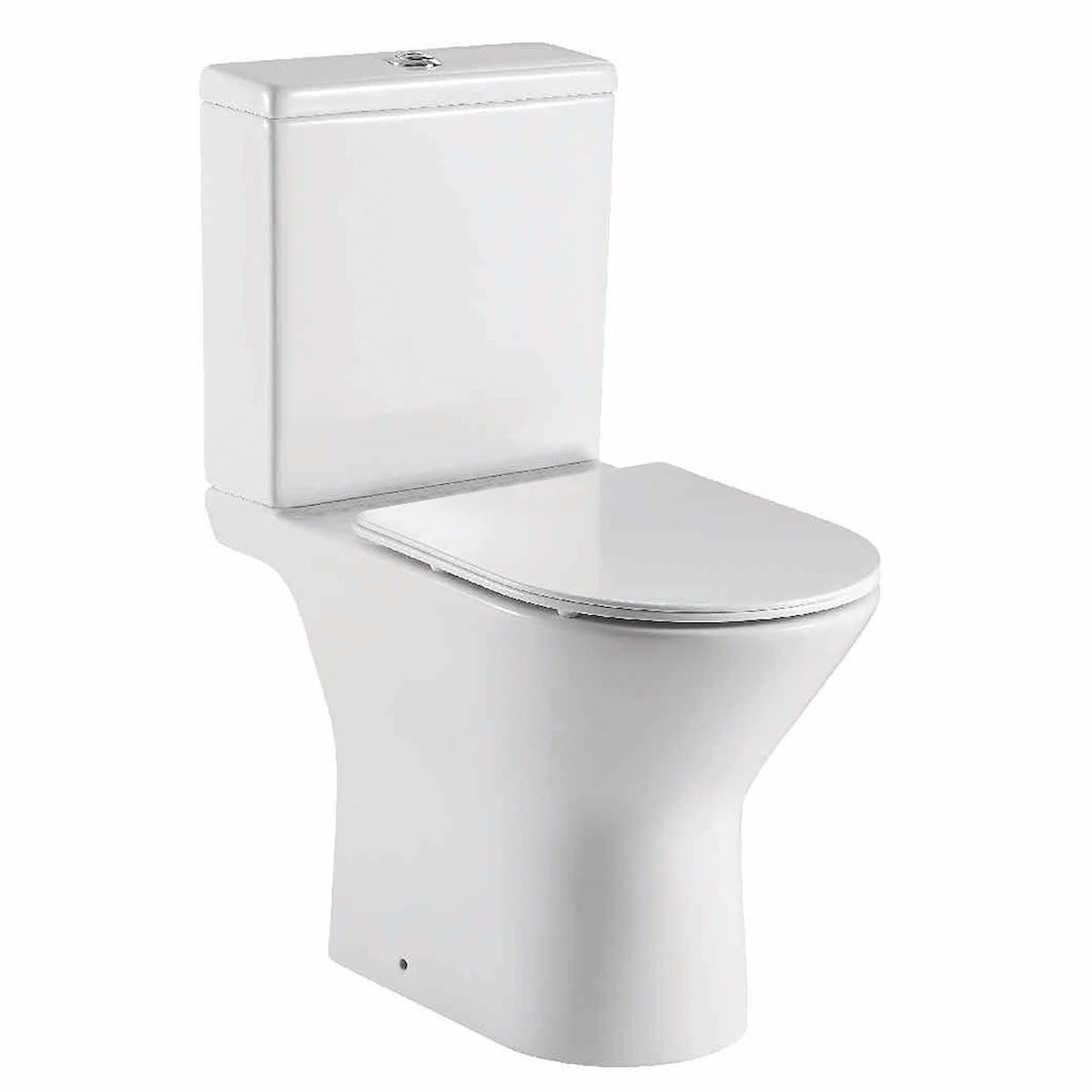 Messiton Rimless Open Back Pan, Including Cistern & Soft Close Seat