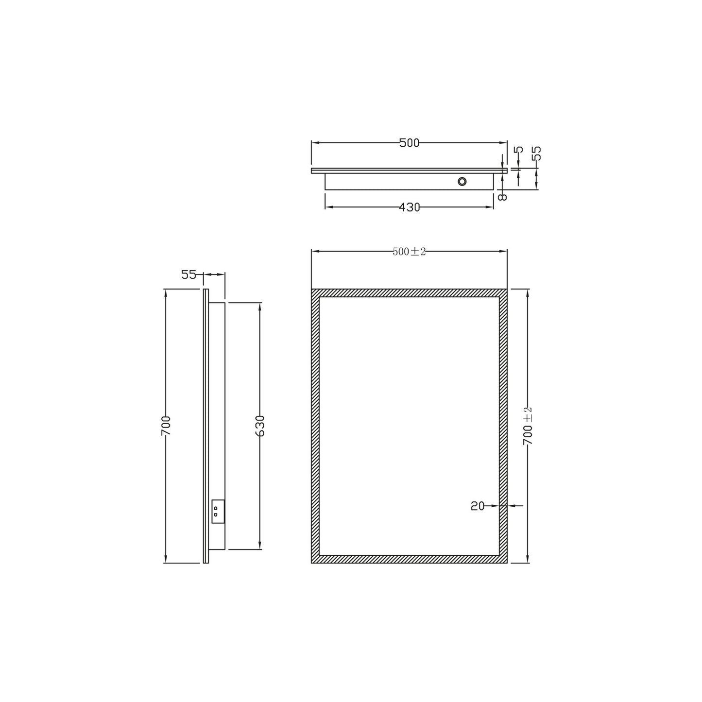 Gosca LED Mirror with Demister Pad and Shaver Socket