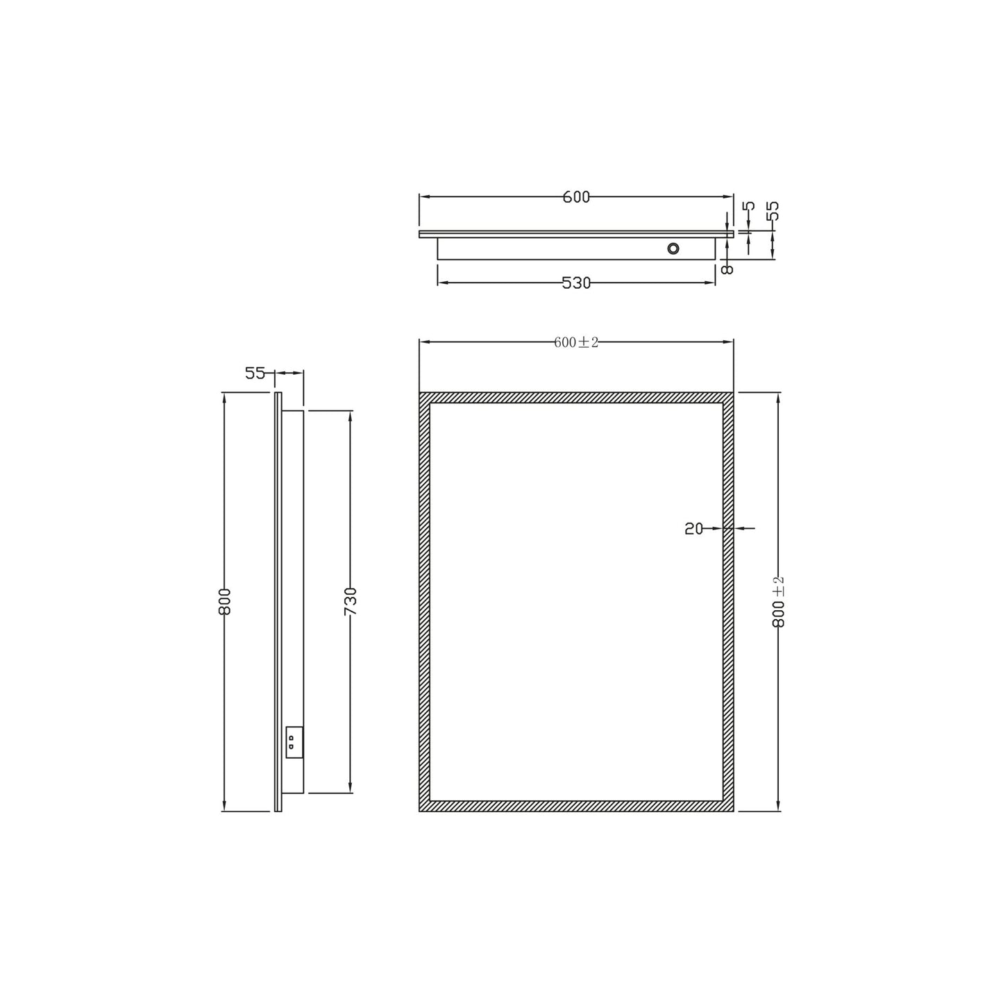 Gosca LED Mirror with Demister Pad and Shaver Socket
