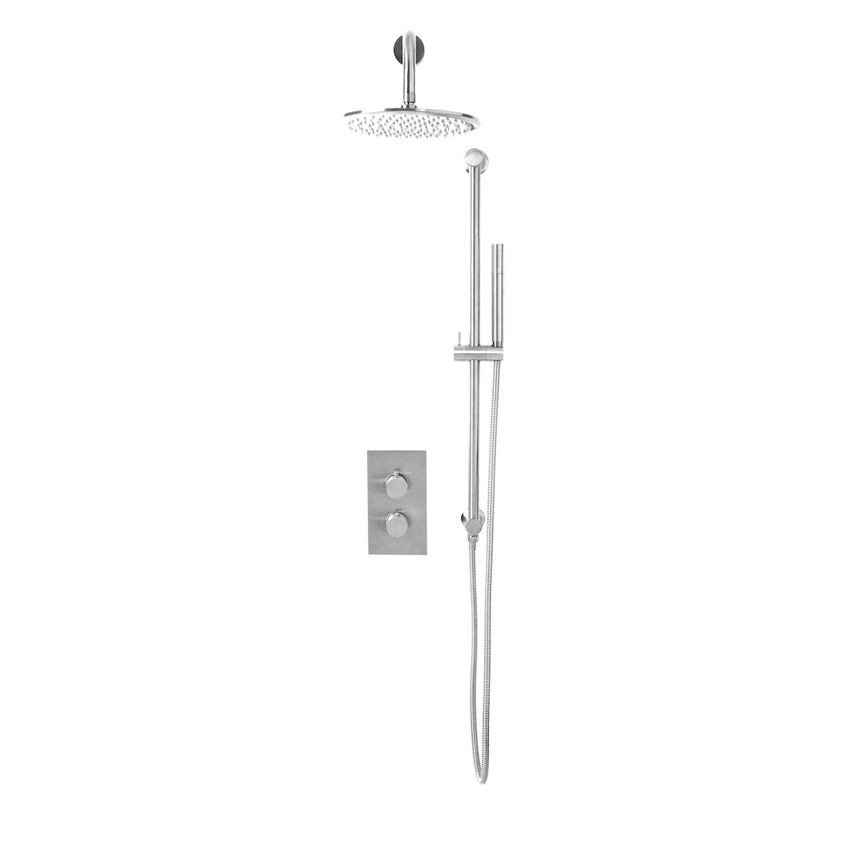Chrome Round Handle, Head & Handset Riser Kit