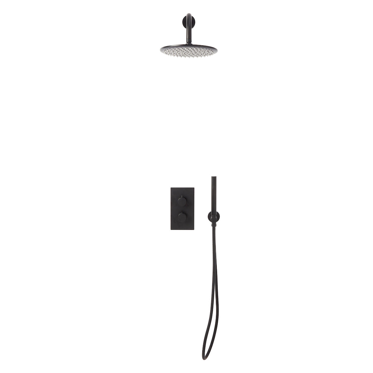Matte Black Round Handle, Handset & Mounting Bracket