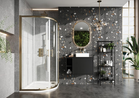 S6 Brushed Brass Double Door Quadrant 900×900