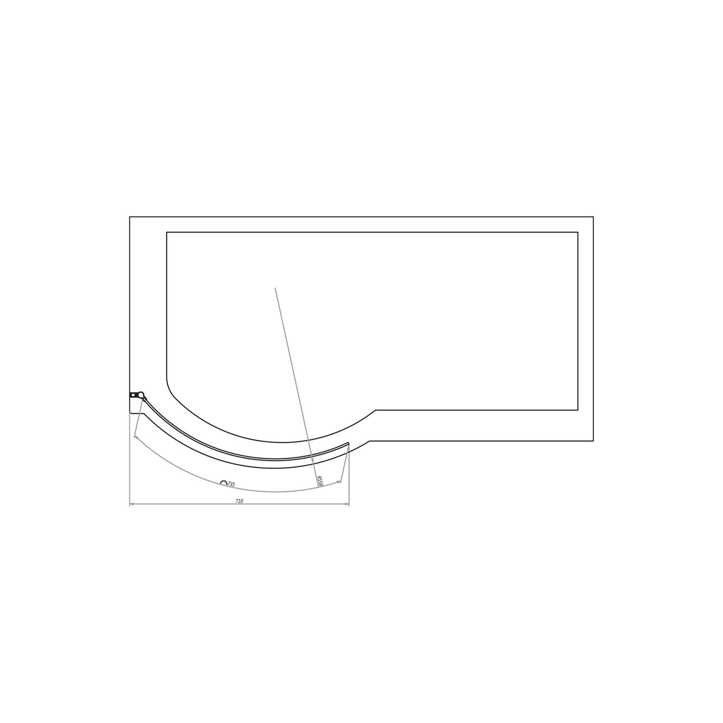 P Shape Shower Bath Left