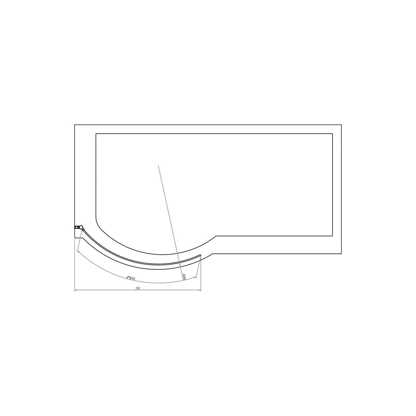 P Shape Shower Bath right
